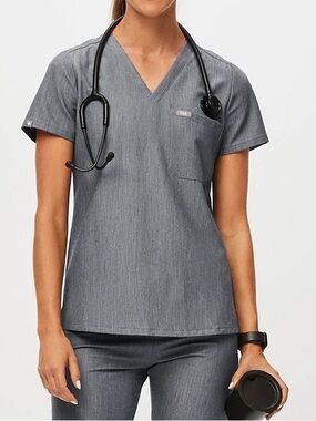 Figs Catarina One-Pocket Scrub Top Women’s XS Graphite Gray Medical Dental.  18